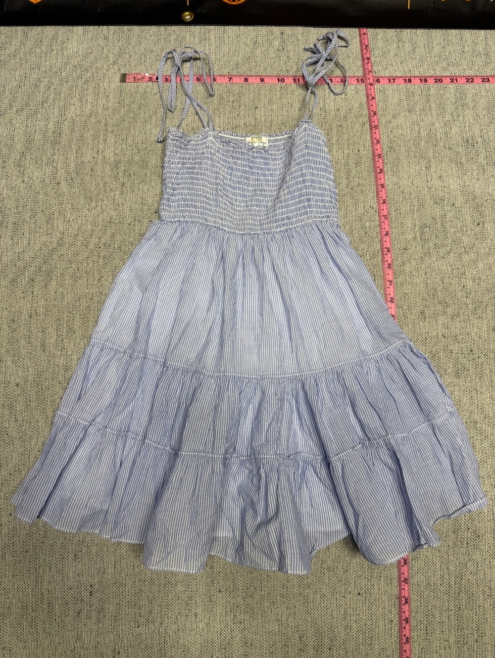 Rays for Days Blue Striped Smocked Sundress XS
